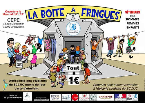 affiche boite a fringues etudiants vetements