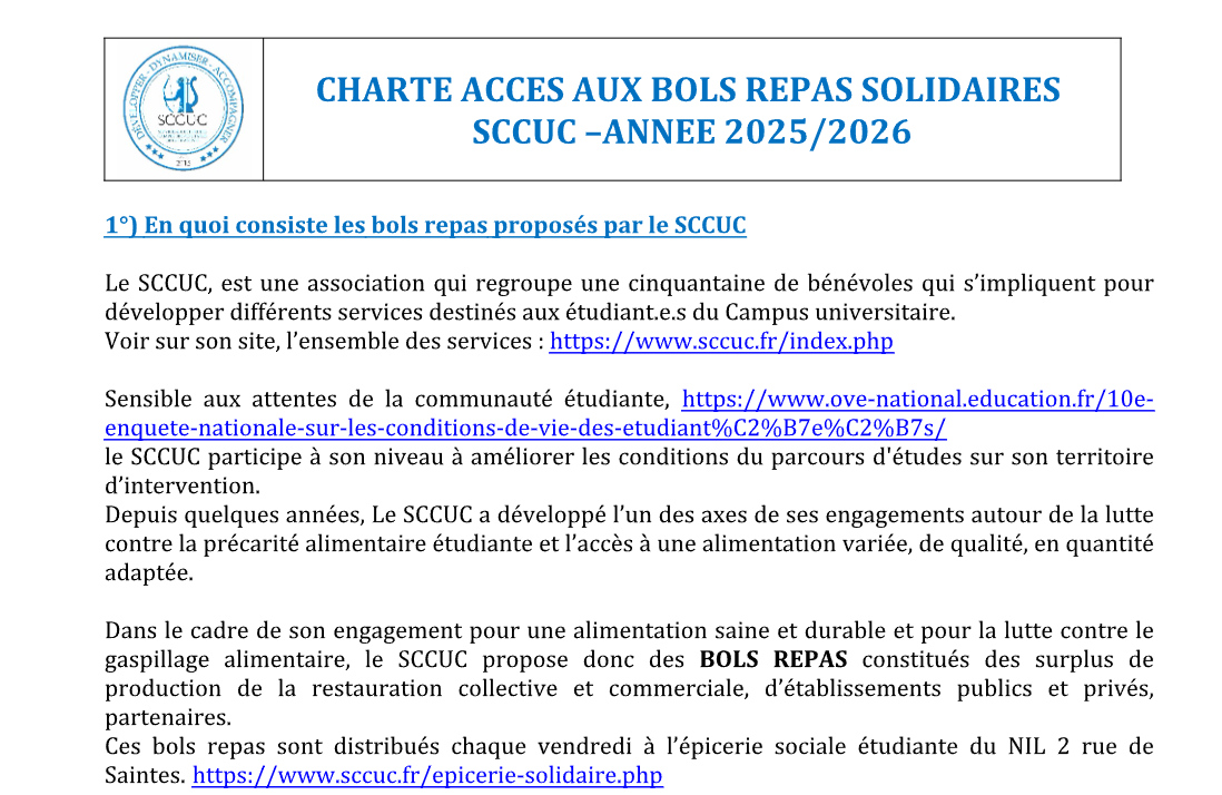 Charte des bols repas