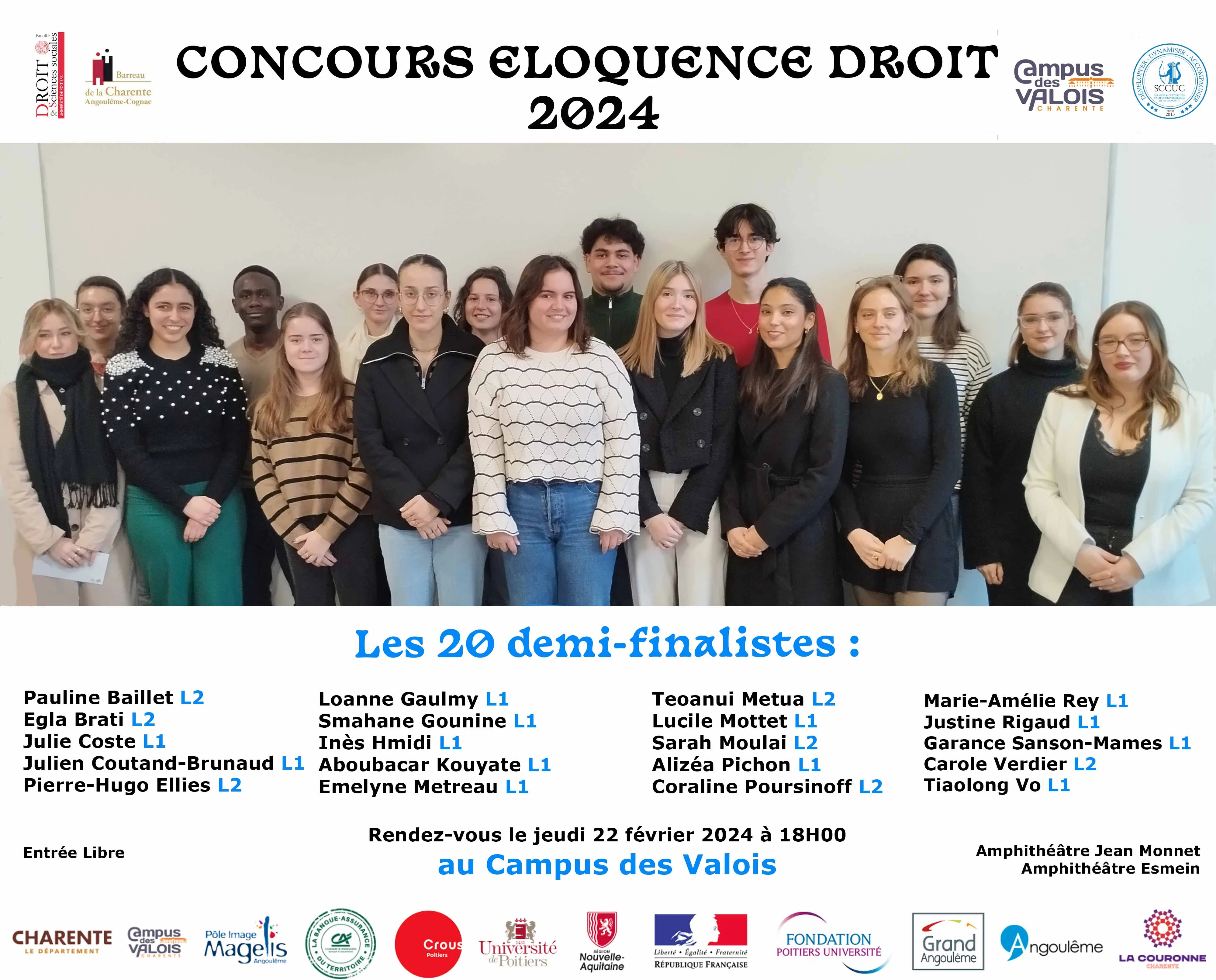 demi-finalistes concours d'éloquence 2024