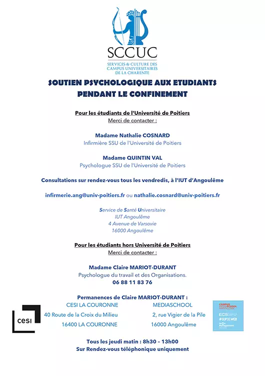 affiche soutien psychologique etudiants confinement